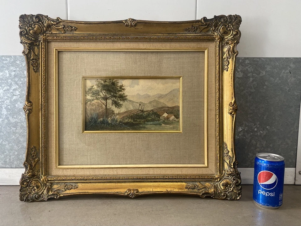 🔥 Antigua pintura de paisaje al aire libre de California del siglo XIX temprana, firmada en 1893 Foto 3 de 4