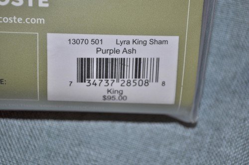 LACOSTE King Sham Lyra Purple Ash Decorative 100% Cotton Bedding NIP - Picture 4 of 4