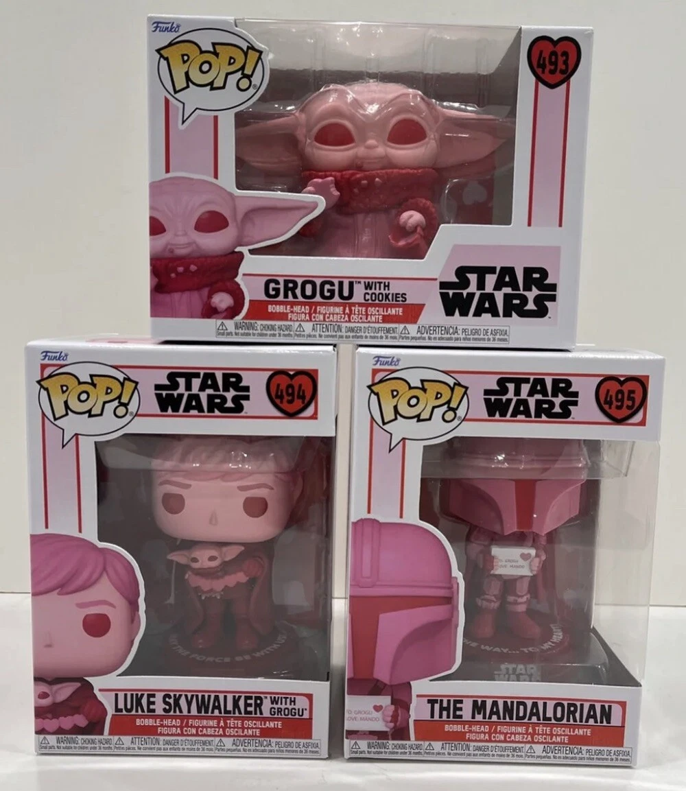 Funko Pop Star Wars Mandalorian Valentines Day Set Of 3 Luke Grogu  Mandalorian