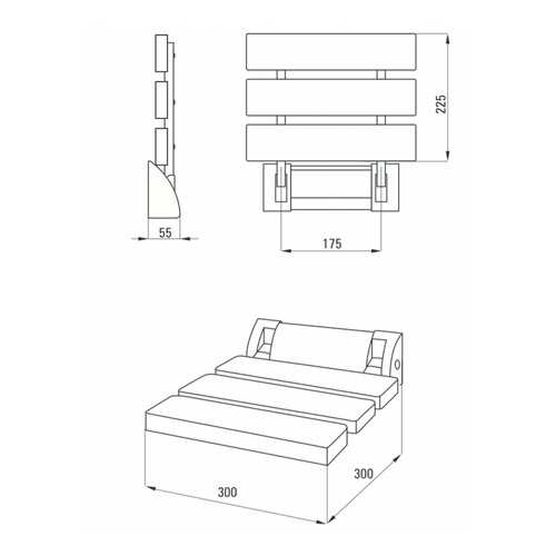 Klappbarer Duschsitz Dusch Klappsitz Duschhocker zur Wandmontage 30x30cm - 130KG - Bild 3 von 3