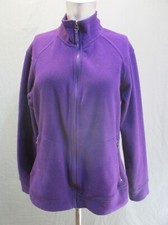 REI Size L Womens Purple Full Zip Stand Collar Pocket Fleece Athletic Jacket 684