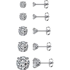 Cartilage Helix Solid 925 Sterling Silver Diamond Cut Small Stud Earrings 2-8mm