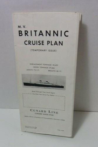 1950 M.V. Britannic Cruise Plan Cunard White Star Schiff Prospekt Broschüre - Bild 3 von 7