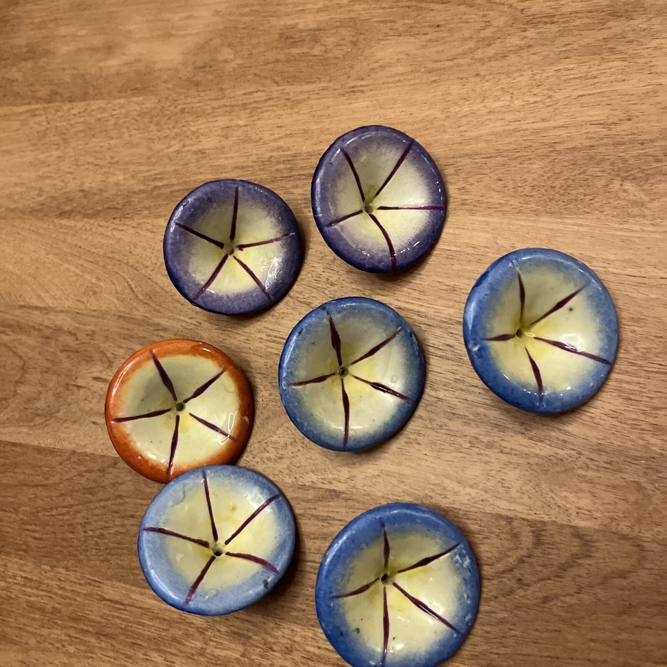 Vintage Pottery Tulips For Rain Chain or hanging planters Germany 7pc