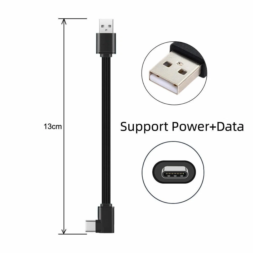 Jimier USB 2.0 Type-A to USB-C Type-C Flat Slim FPC 90 Degree Angled Data Cable - Image 2 of 4