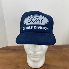 VTG Ford Motor Co. Glass Division Mesh Back Snapback Trucker Hat Blue Yupoong