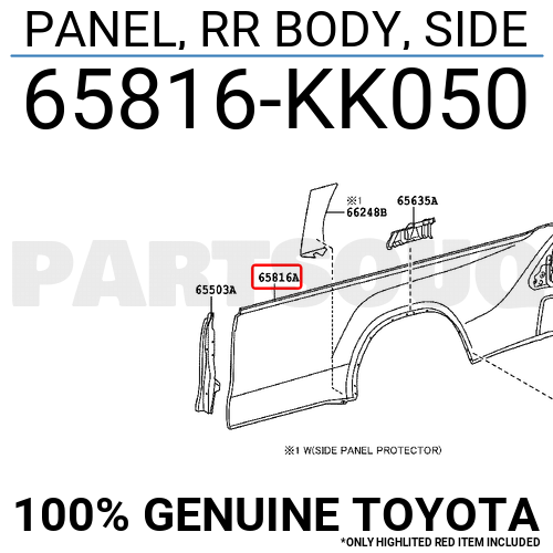 65816KK050 Genuine Toyota PANEL, RR BODY, SIDE 65816-KK050