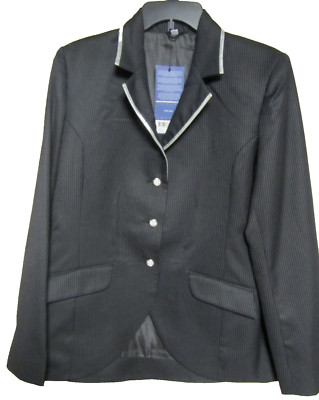 NWT Harrys Horse Ladies Equestrian Show Riding Jacket Size L Black Pinstripe