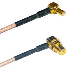 RG316 SMB MALE ANGLE to RP-SMA FEMALE ANGLE RF Cable FAST-SHIP LOT