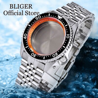 200M Waterproof 41mm Diver NH35 Watch Case Steel Strap Sapphire Glass 120 Clicks