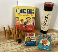 Vintage childs card games Authors Animal Rummy 456 pickup stix Quiz Kids 1950s