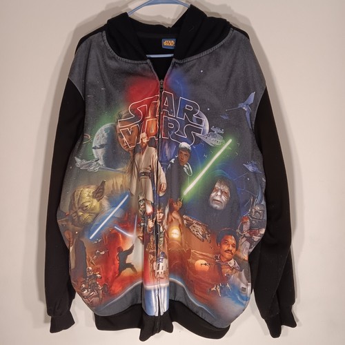 STAR WARS Mens 2xl Graphic Characters Full Zip Hooded Sweatshirt Size