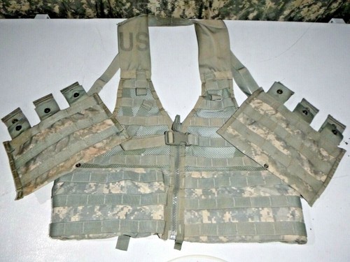 MOLLE II FLC Fighting Load Carrier VEST w/ 2 TRIPLE MAG POUCHES ACU US Army VGC