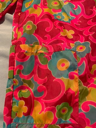 vintage apron, pinny, dinner lady  nylon flower power, Aldbrook of Mayfair, used - Afbeelding 9 van 23