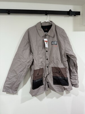 NWT! Nike x Paris Saint-Germain Men's Woven Jacket DM3104 010 Beige Size Large