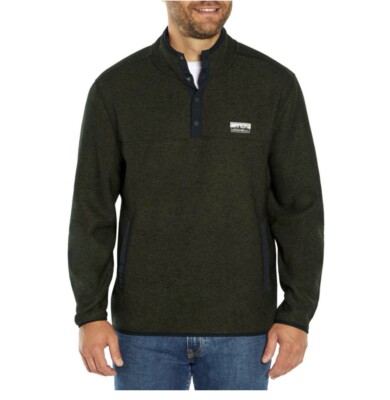 Eddie Bauer Men's Fleece Pullover Sweater 1/4 Zip Front Forest