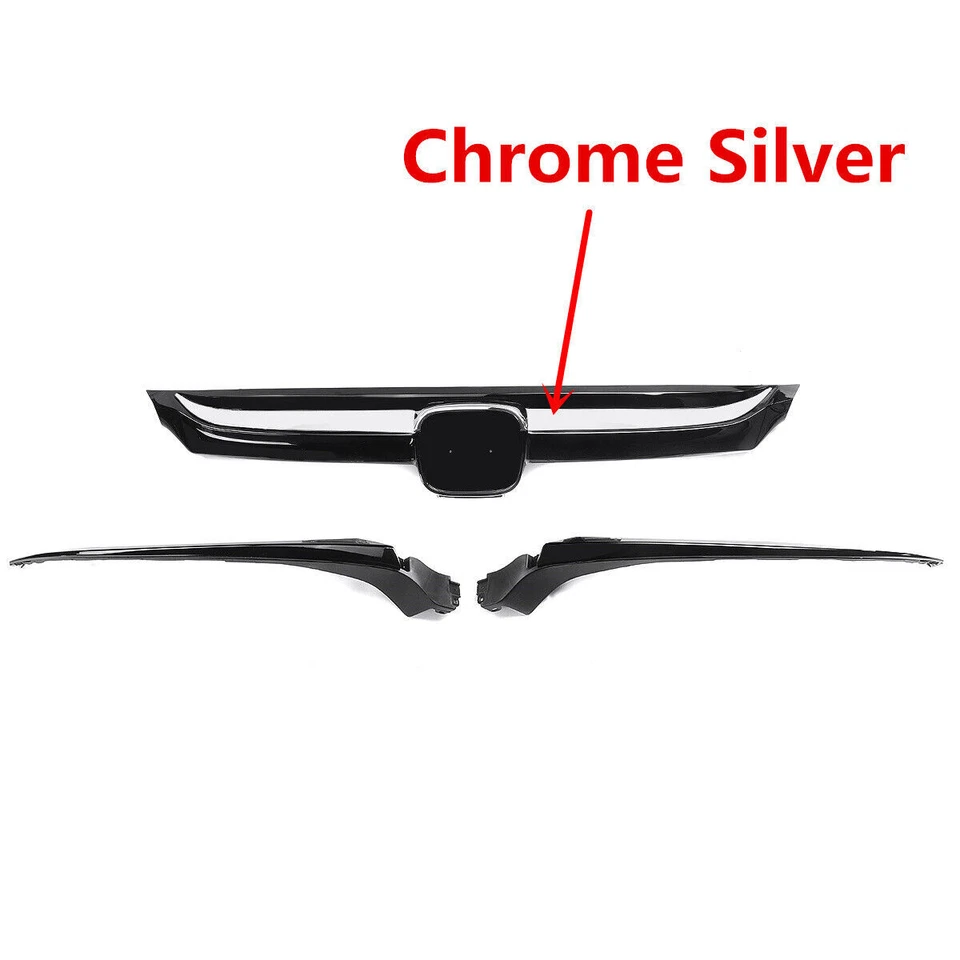 Fo Honda Accord 2018-2020 Glossy Black JDM Style Front Grille W/ Chrome Garnish - Image 3 of 4