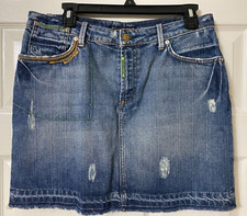 Women's Polo Jeans Ralph Lauren Jean Skirt Distressed Size 29 Color Denim Blue