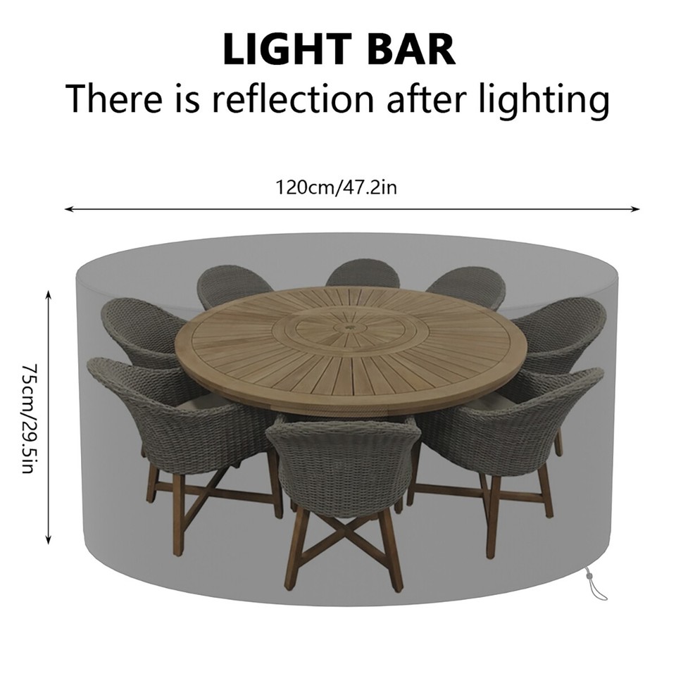 Round Garden Table Cover with Storage Bag 210D Oxford Cloth Patio Table