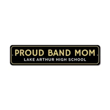Personalized Proud Band Mom Sign Custom Music Aluminum Metal Wall Decor Plaque