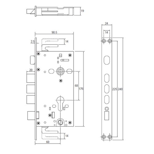 MULTI POINT LOCK CASE GEARBOX HOOPLY STYLE SECURITY DOOR DESIGN eBay