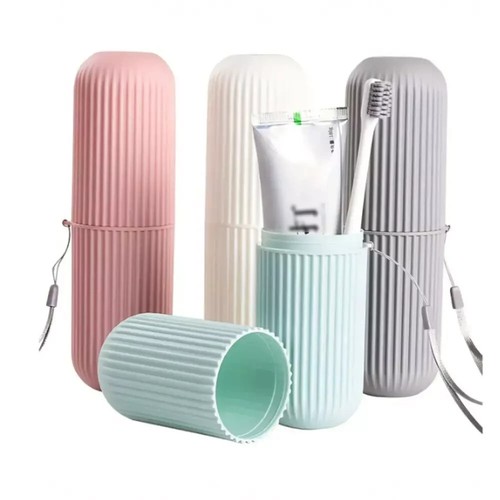 2Pc Portable Plastic Toothbrush Toothpaste Cup Case Holder Container for Travel