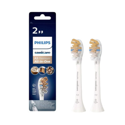 2stk Philip Sonicare A3 HX9092 Premium All-in-One Ersatzbürste Weiß neu