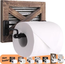 Rustic Farmhouse Toilet Paper Holder Wall - Farmhouse Bathroom Country Decor Acc