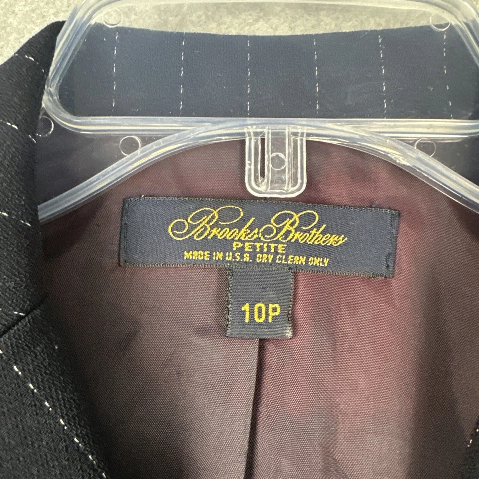 Abrigo Brooks Brothers Mujer 10P Azul Topcoat Rayas Largo Blazer Hecho en EE. UU. Foto 2 de 4