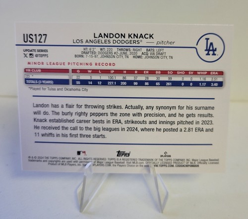 2024 Topps Update Landon knack RC Silver Crackle Foil #US127 Dodgers - Picture 2 of 2
