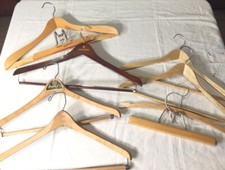 Vintage wooden clothes Hangers Lot of 8 MIX STYLES And Sizes Some w/ Advertising
