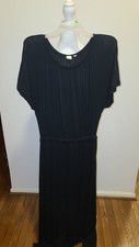 Gap Black Short Sleeve Flared Womens Maxi Dress Spring/Summer Size Large Boho