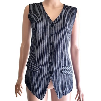 Vintage 90s STAR C.C.C. Pinstripe Vest sz S, Corporate Office Goth Dark Academia