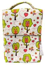 Sugar Booger Lunch Bag White Owls Trees Hearts Small Soft Snack Bag with Handle