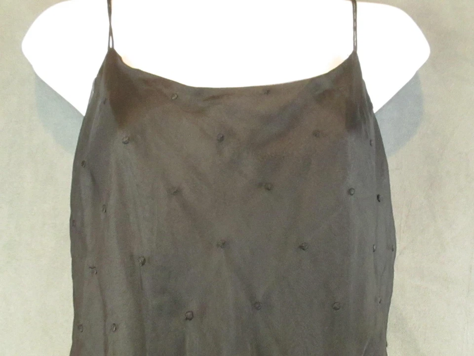 Lauren Ralph Lauren Dress Womens 6 Black Silk Slip Spaghetti Strap Swiss Dot Y2K - Image 2 of 4