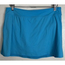 Lands End Swim Skort Bottom Sz 12 Blue Bodycon Modest 15" Long 1886