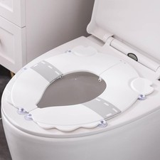 Gray Portable Potty Training Seat, Non-Slip, Folding Travel, Anti-Pinch