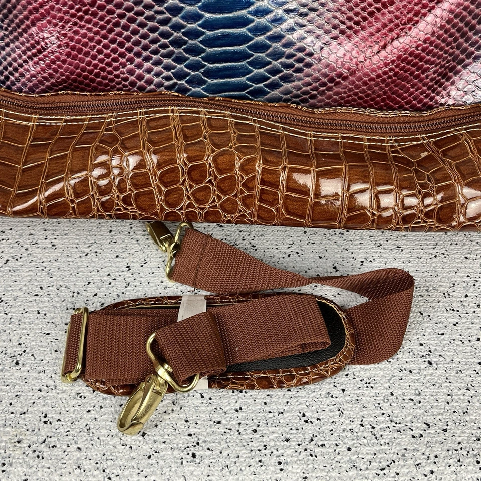 Bolso Samantha Marrón Equipaje Parte Inferior Caída Azul Fucsia Patrón Cocodrilo Foto 4 de 4