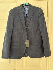 BNWT Ted Baker Men's Binyon Slim Fit Navy Checked Jacket