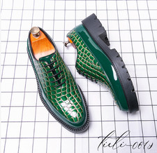 Green Men Dress Formal Leather Shoes Platform Business Stage Party Wedding Shoes