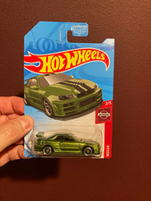 Super Treasure Hunt Hot Wheels Nissan Skyline GT-R (BNR34) Green Diecast Car