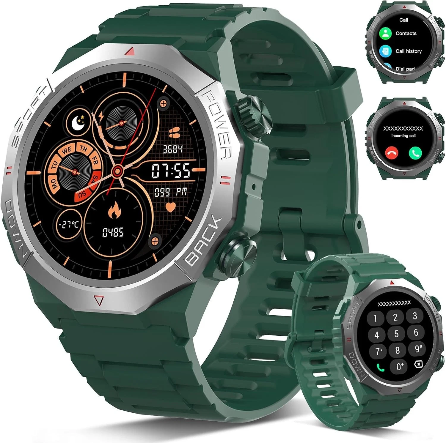 Smart Watch Men Men with Phone Function Wristwatch for iOS Android Outdoor