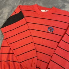 VTG 90s Striped Sweatshirt Men’s Large Red Pullover Grunge Punk Streetwear 80s