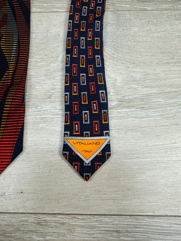 VITALIANO PANCALDI Colorful Abstract Italian Silk ITALY Necktie Tie 60" x 4" - Image 2 of 4