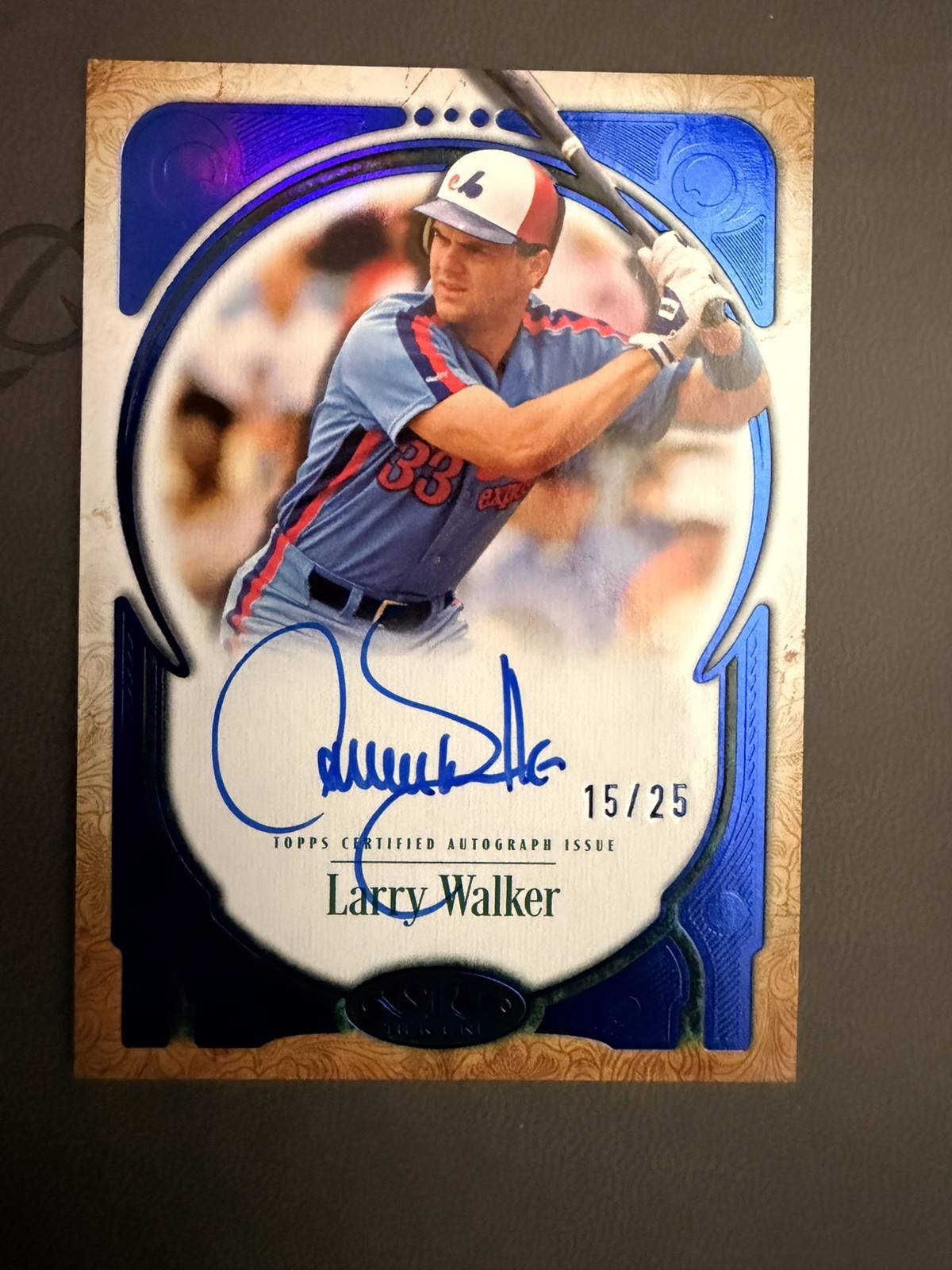 2026 Topps Tier One Autograph Blue Larry Walker Auto /25 EXPOS Prime Performers