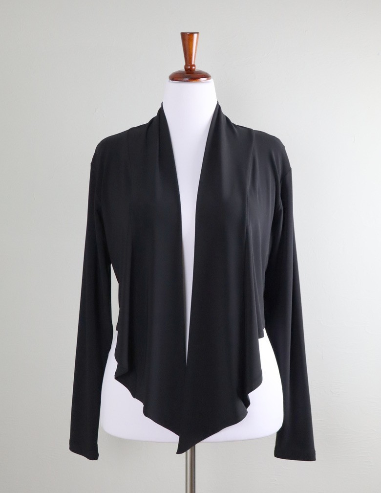 SYMPLI $190 Solid Black Stretch Draped Open Cropp… - image 1