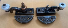 Two (2) Antique Victorian Window Sash Lock Latch Hardware 1880's Porcelain Knobs