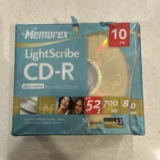 Memorex LightScribe CD-R 10 Pack Recordable Media 52x 700mb 80min For CD Writer
