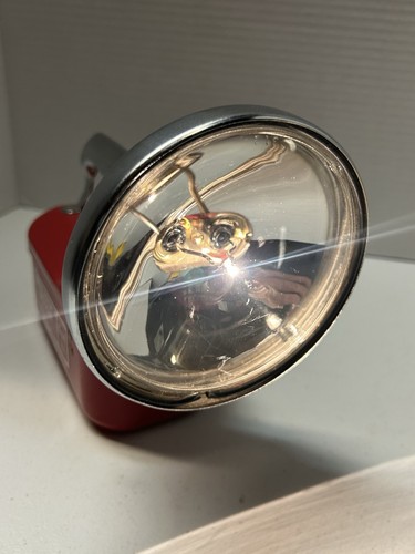 VTG Big Beam Model 166 Hand Lantern Red Steel Chrome Flashlight 6V Beautiful - Bild 9 von 18