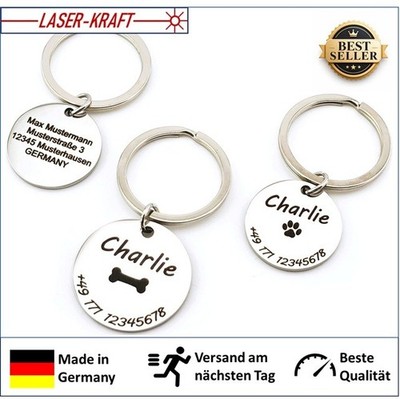 HUNDEMARKE mit Gravur - 1+2 seitig -  Hund Silber Edelstahl individuell 25/30 mm